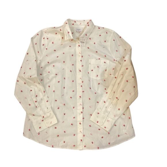 NWT J. Crew Factory apples teacher button-up cotton poplin shirt - Picture 1 of 9